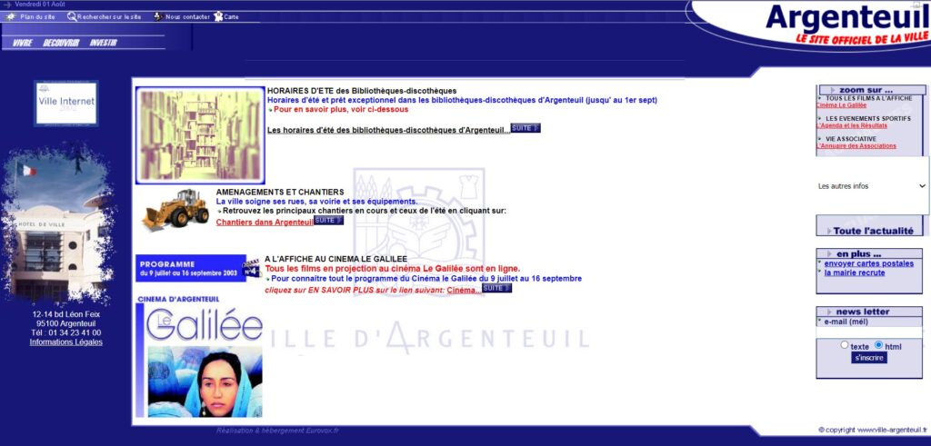 Site d'argenteuil argenteuil.fr en 2003