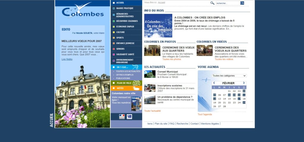 site colombes.fr en 2007